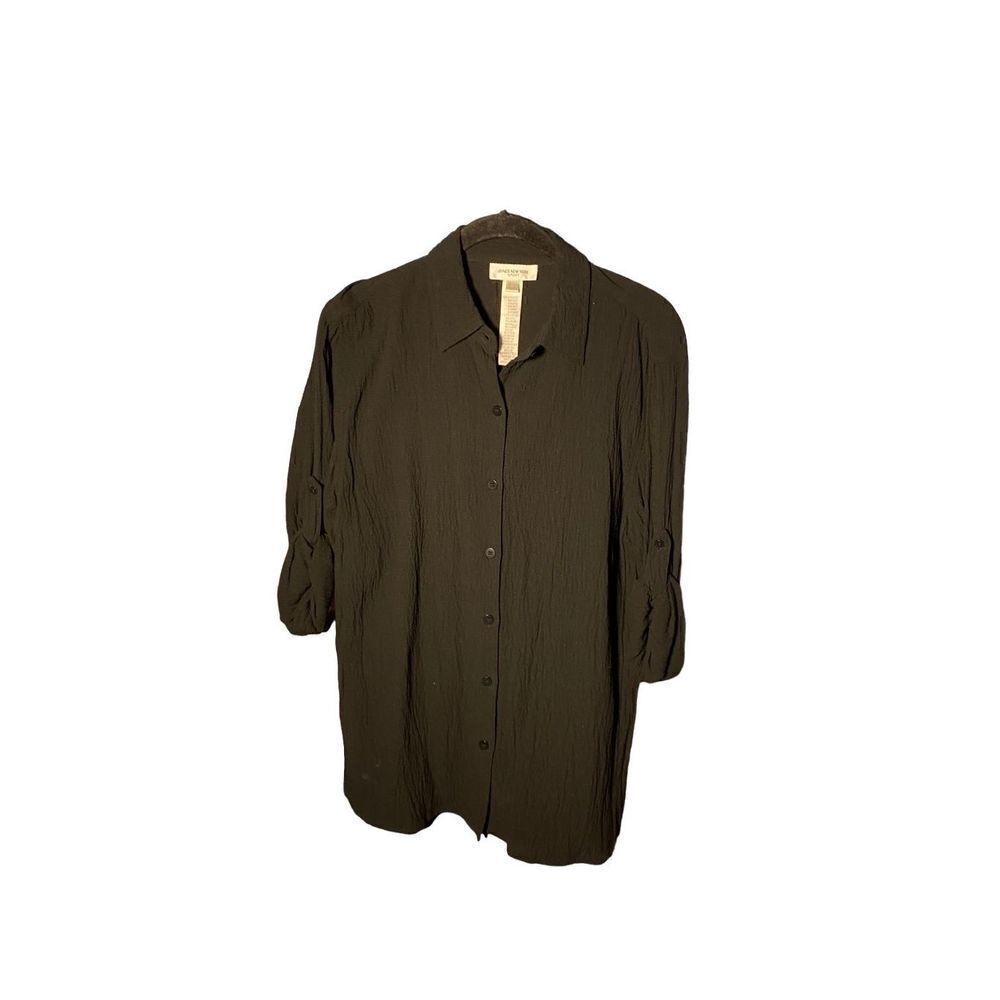 Jones, New York, sport women’s black button-down, gauzy shirt, size small